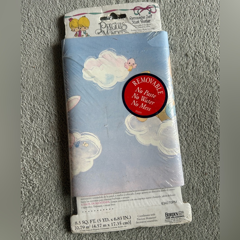 NEW 1995 Precious Moments REMOVABLE Wall Paper Base Border for Nursery 5 Yards